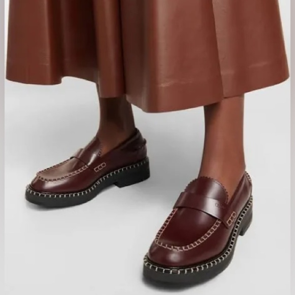 Chloe Deep Red Noua Leather Loafers